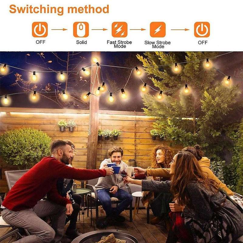 G40 Solar Powered 18Ft Outdoor Patio Globe String Lights 10 Bulbs
