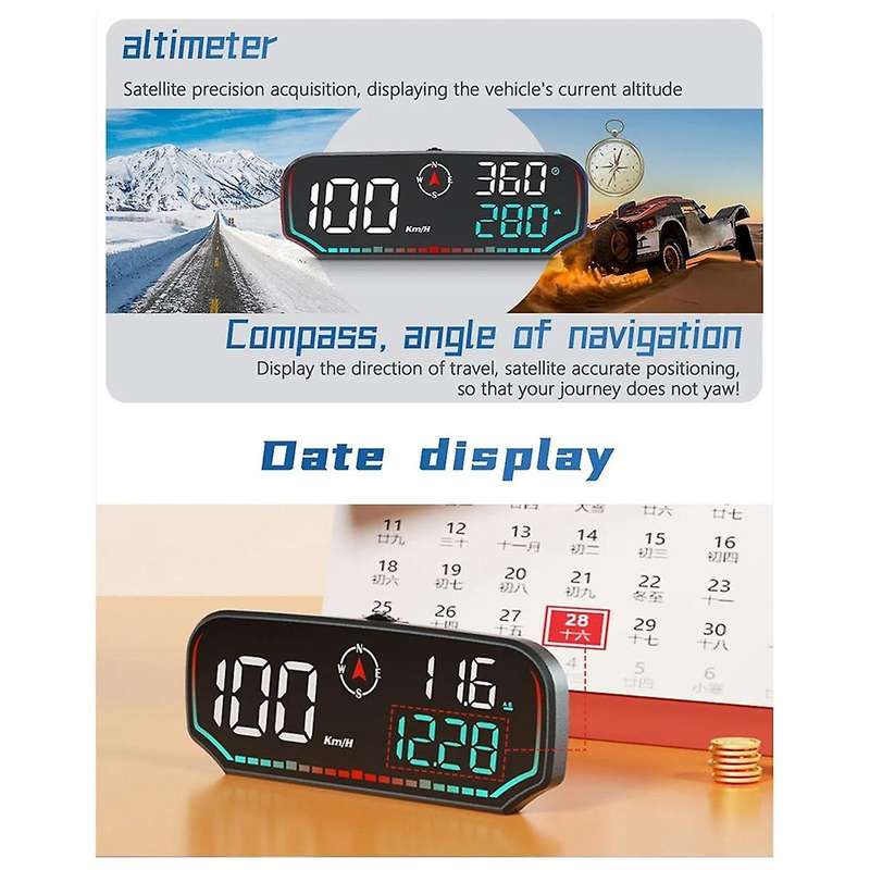 G14 Car Up Display Car HUD Speedometer Overspeed Alert Car Up Display Fatigue Driving Alarm