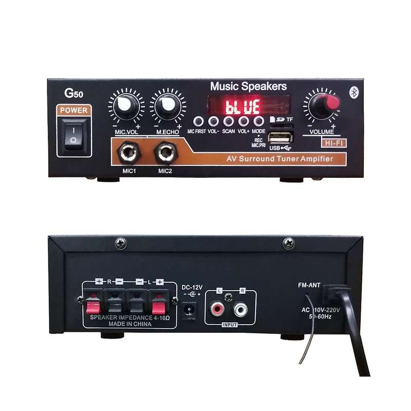 G50 Digital Amplifier Multi-functional Dual Amplifier Audio Stereo Amplifier Car Accessories Us Plug