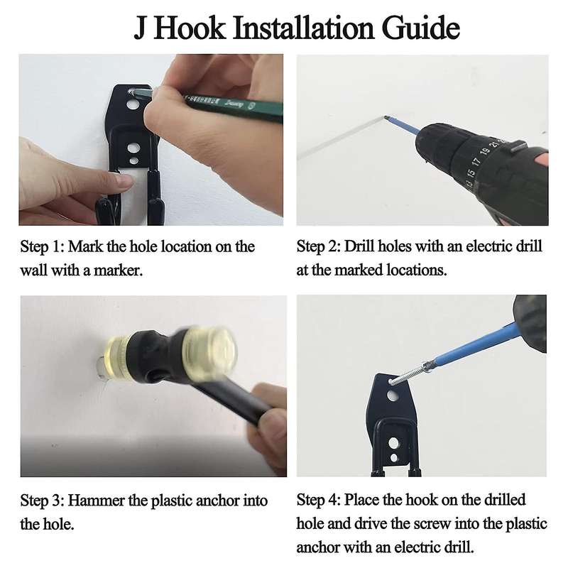 Garage Hooks Heavy Duty Wall Mount Organizer Garage Wall Mount Utility Hooks with Anti- Coating J
