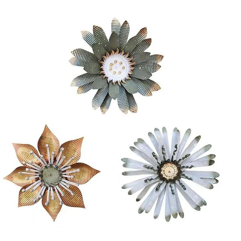 Garden Backyard Indoor Outdoor Inspirational Sculpture Living Room Wall Decoration 3D Metal Flower A