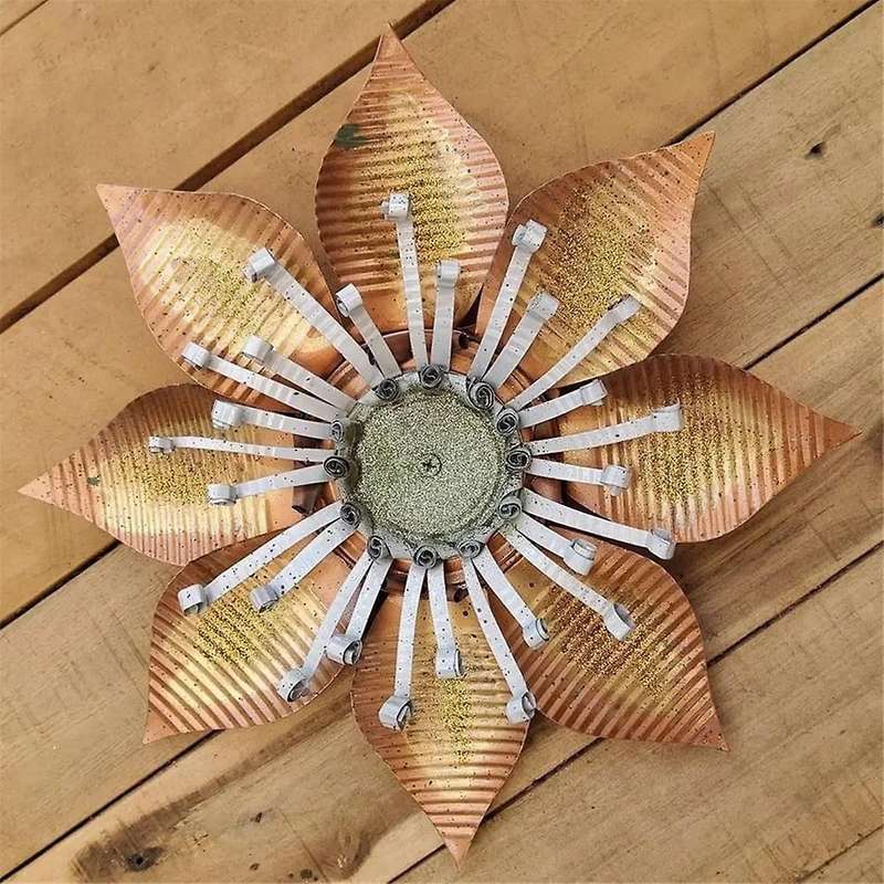 Garden Backyard Indoor Outdoor Inspirational Sculpture Living Room Wall Decoration 3D Metal Flower A