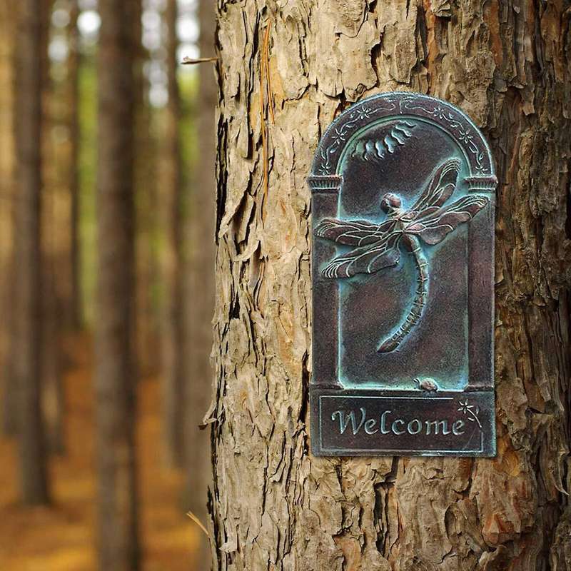 Garden Dragonflies Arched Welcome Plaque Pendant Outdoor Resin Decoration Wall Hanging Dragonflies W
