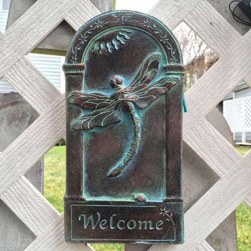 Garden Dragonflies Arched Welcome Plaque Pendant Outdoor Resin Decoration Wall Hanging Dragonflies W