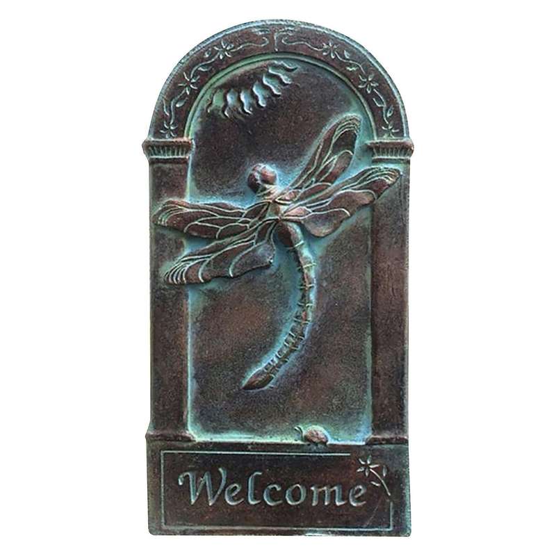 Garden Dragonflies Arched Welcome Plaque Pendant Outdoor Resin Decoration Wall Hanging Dragonflies W