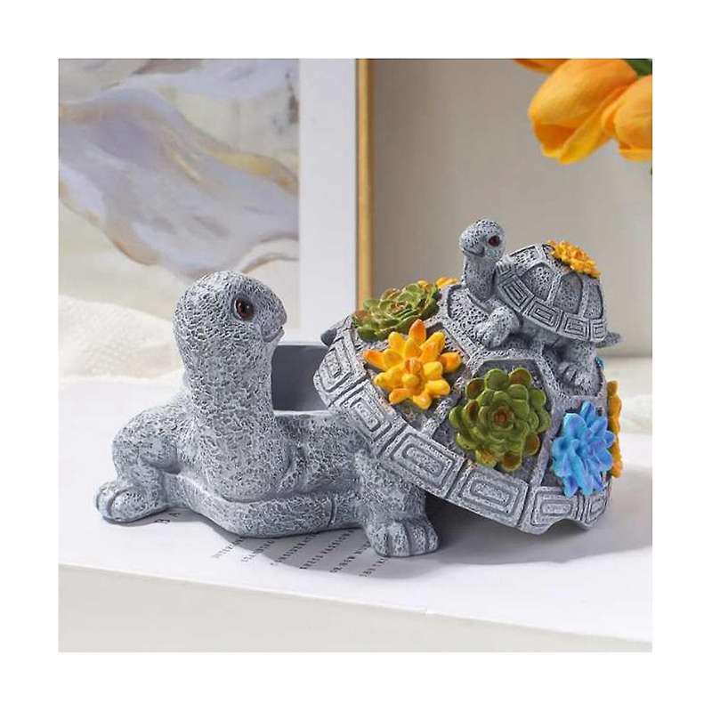 Garden Decoration with Succulent Plant Resin Succulent Turtle Ashtray with Cover Living Room Table D