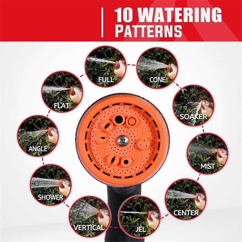 Garden Hose Nozzle, Water Hose Nozzle with Thumb Control On Off Valve, Heavy Duty 10 Adjustable Spr