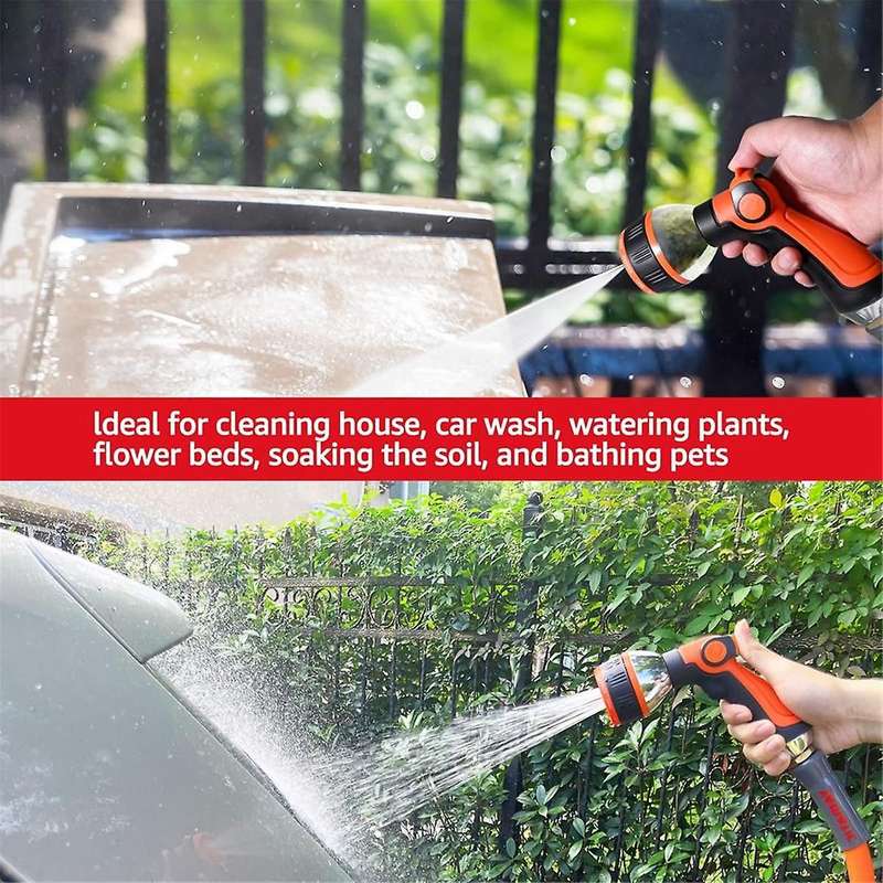 Garden Hose Nozzle, Water Hose Nozzle with Thumb Control On Off Valve, Heavy Duty 10 Adjustable Spr