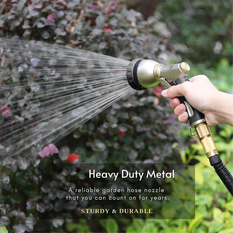 Garden Hose Nozzle Sprayer Heavy Duty, 100% Metal Water Hose Nozzle with 8 Patterns, High Pressure H