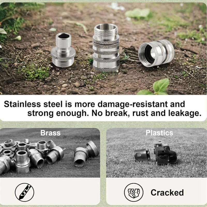 Garden Hose Quick Connect Stainless Steel Water Hose Connector 3/4 Inch GHT Quick Release Connector