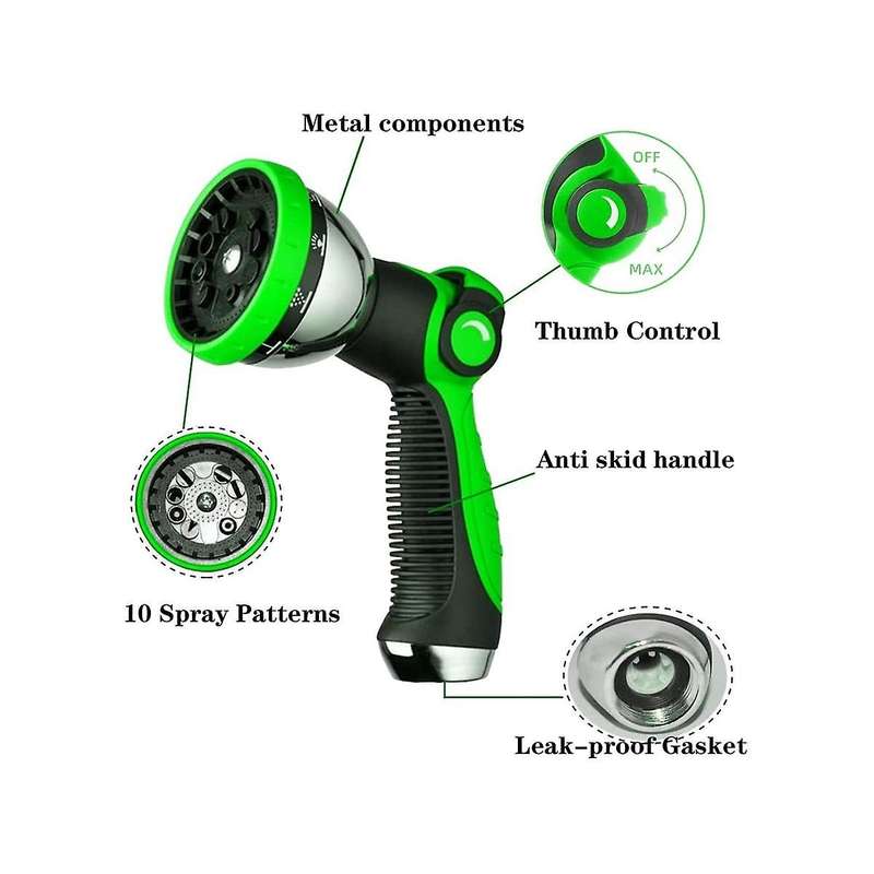 Garden Hose Nozzle Spray Nozzle,10 Hose Metal Duty Watering Patterns Thumb Control On Off Valve Wat