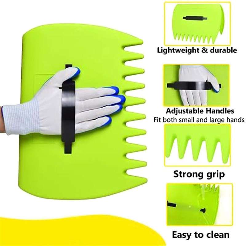 Garden Leaf Scoops & Gloves Set, 2 Pairs Of , Adjustable-handle Leaf Claws, High-quality Plastic Han