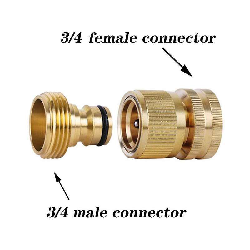 Garden Hose Quick Connectors Solid Brass 3/4 Inch Ght Thread Easy Connect Fittings No-leak Water Ho