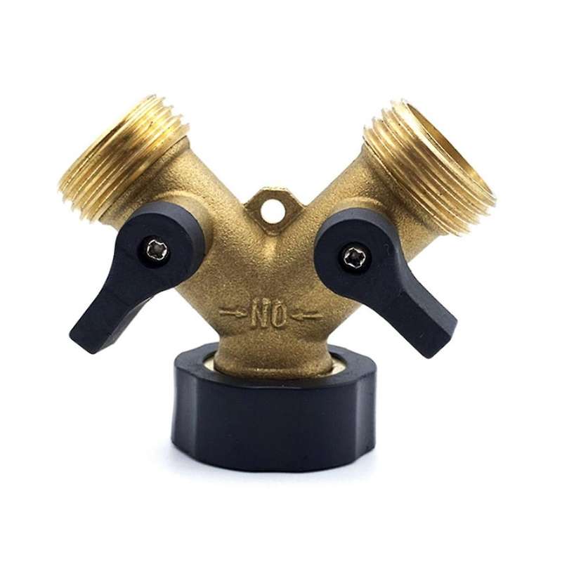 Garden Hose Splitter 2 Way Heavy Duty Brass Connector Tap Splitter Y Splitter 2 Valves&7 Extra Rubb