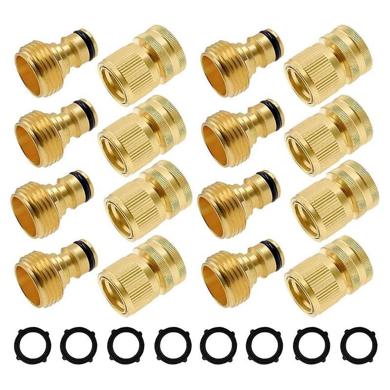 Garden Hose Quick Connector, Solid Brass 3/4 Inch GHT Thread Garden Quick Connect Kit