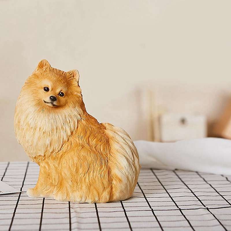 Garden Ornaments Outdoor Cute Pomeranian Statue Handmade Outdoor Garden Decoration Simulation Puppy