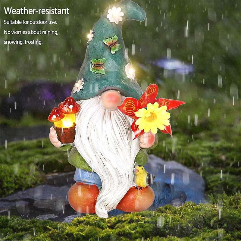 Garden Sculptures & Statues Garden Gnomes Statue with Solar Lights - Outdoor Garden Decor - Funny G