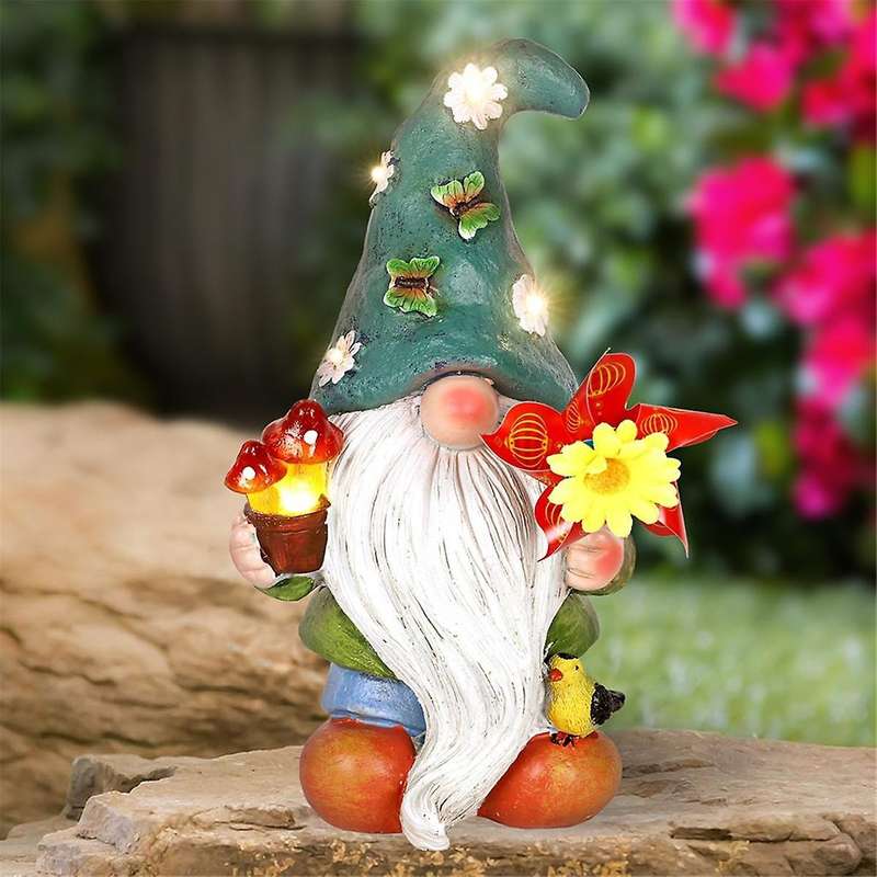 Garden Sculptures & Statues Garden Gnomes Statue with Solar Lights - Outdoor Garden Decor - Funny G