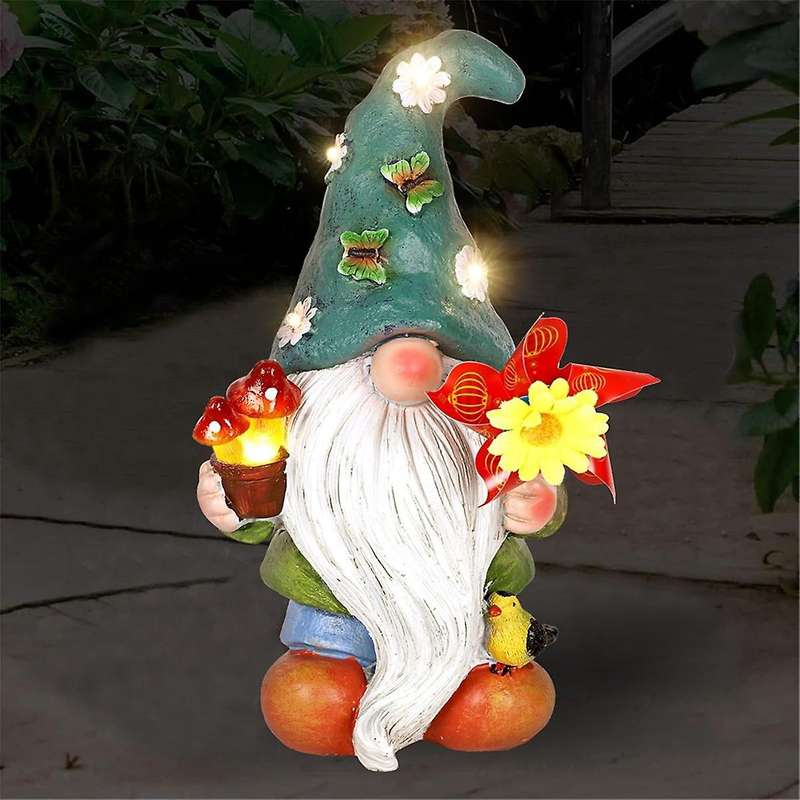 Garden Sculptures & Statues Garden Gnomes Statue with Solar Lights - Outdoor Garden Decor - Funny G