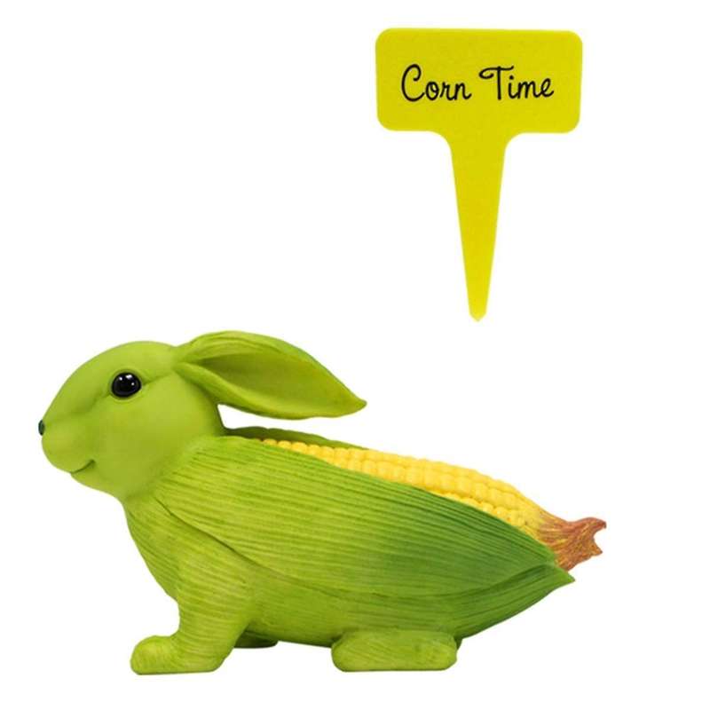 Garden Statues, Corn Rabbit Shape Garden Decor Outdoor Ornament for Outside, Garden Figurines Decor