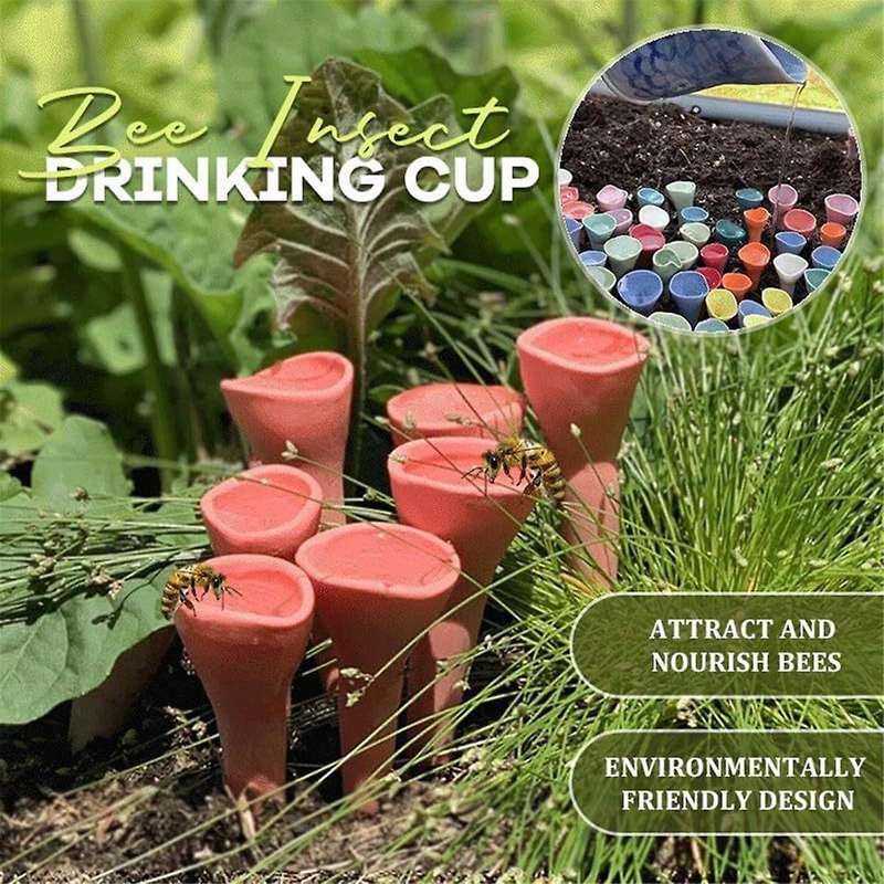 Garden Thirsty Pollinating Bee Cup, Bee Water Cup, Garden Bee Water Cup, Bee Insect Drinking Cup