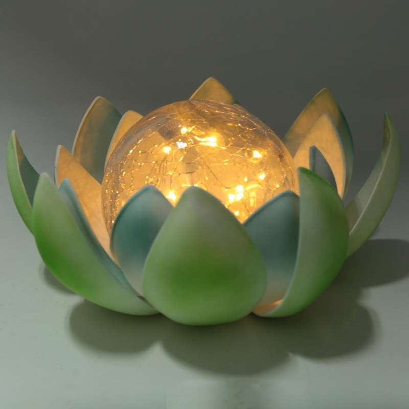 Garden Solar Light Blue Lotus Flower Light for Garden Decoration Waterproof Solar Cracked Glass Bal