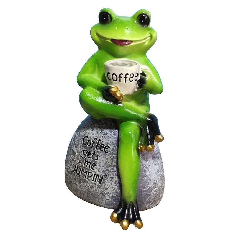 Garden Statue Outdoor Animal Design Statuary Green Sitting Drinking Coffee Stone Garden Statue A