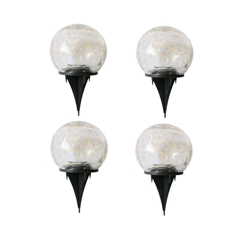Garden Solar Ball Lights Outdoor Waterproof, Led Cracked Glass Globe Solar Power Ground Lights for P