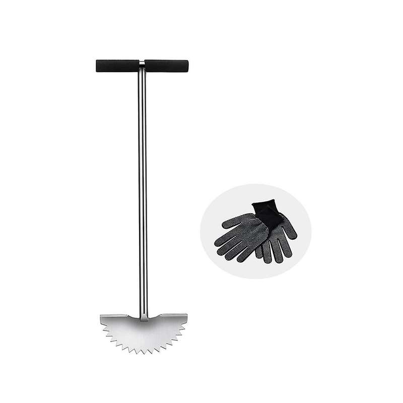 Garden Trimming Scraper Half Moon Shape T-grip Handle Sharp Serrated Manual Edge Trimmer with Handle
