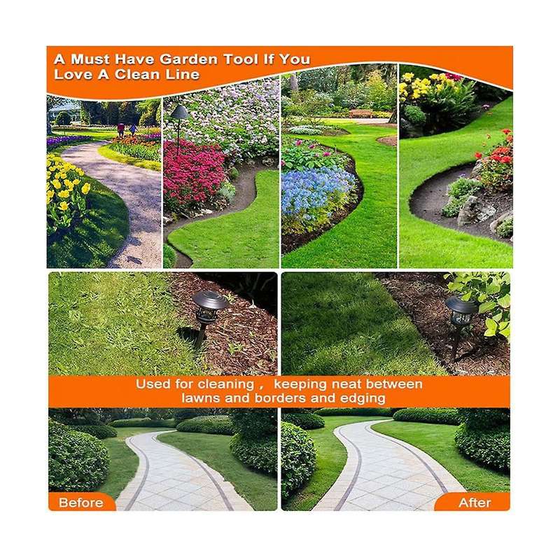 Garden Trimming Scraper Half Moon Shape T-grip Handle Sharp Serrated Manual Edge Trimmer with Handle