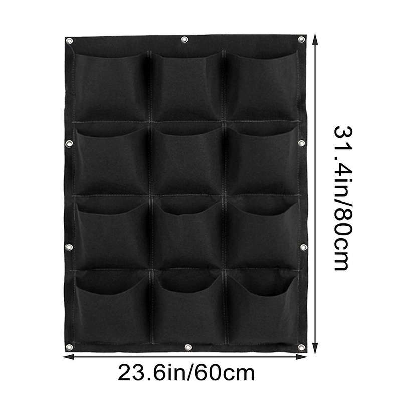 Garden Vertical Planter Multi Pocket Wall Mount Living Growing Bag Felt Indoor/outdoor Herb Pot, 12