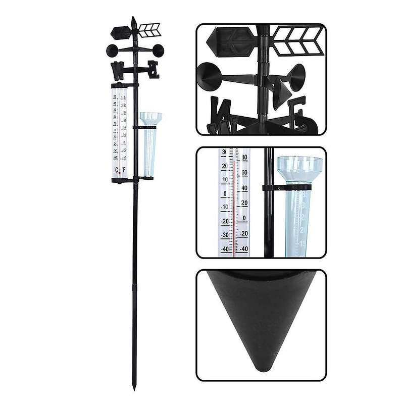 Garden Weather Station, Weather Station Rain Gauge, Wind Gauge Rain Gauge and Thermometer for Garde