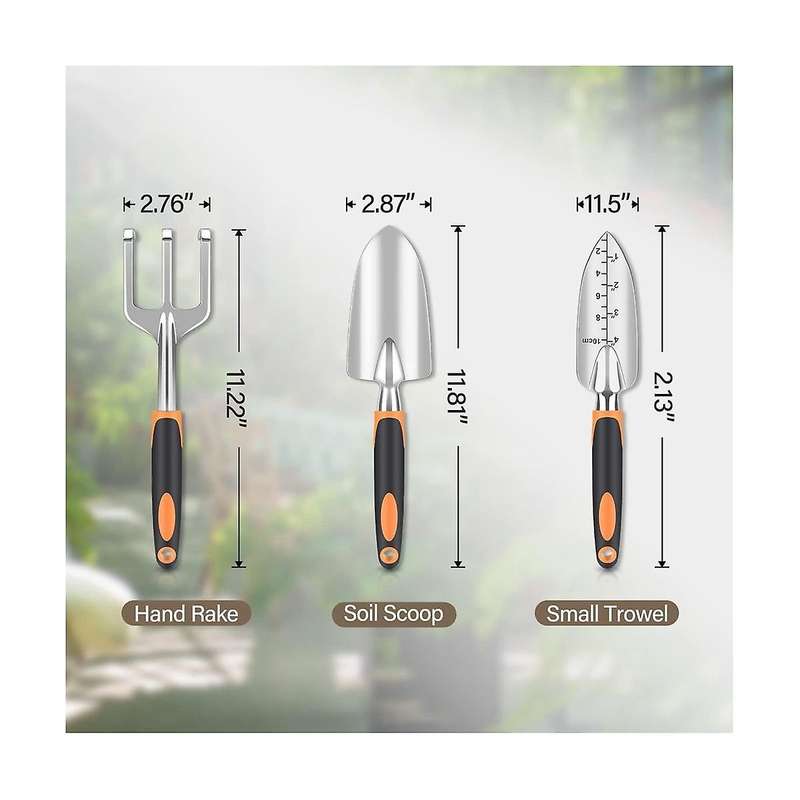 Garden Tool Set, Heavy Duty and Lightweight Aluminium Alloy Tools with Non- Ergonomic Handle, Garde
