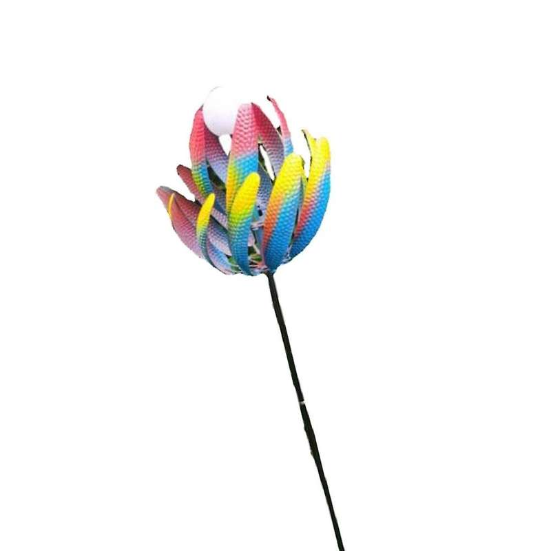 Garden Wind Spinners - Decorative Metal Stakes with Garden Stakes and Wind Powered Light - Yard Deco
