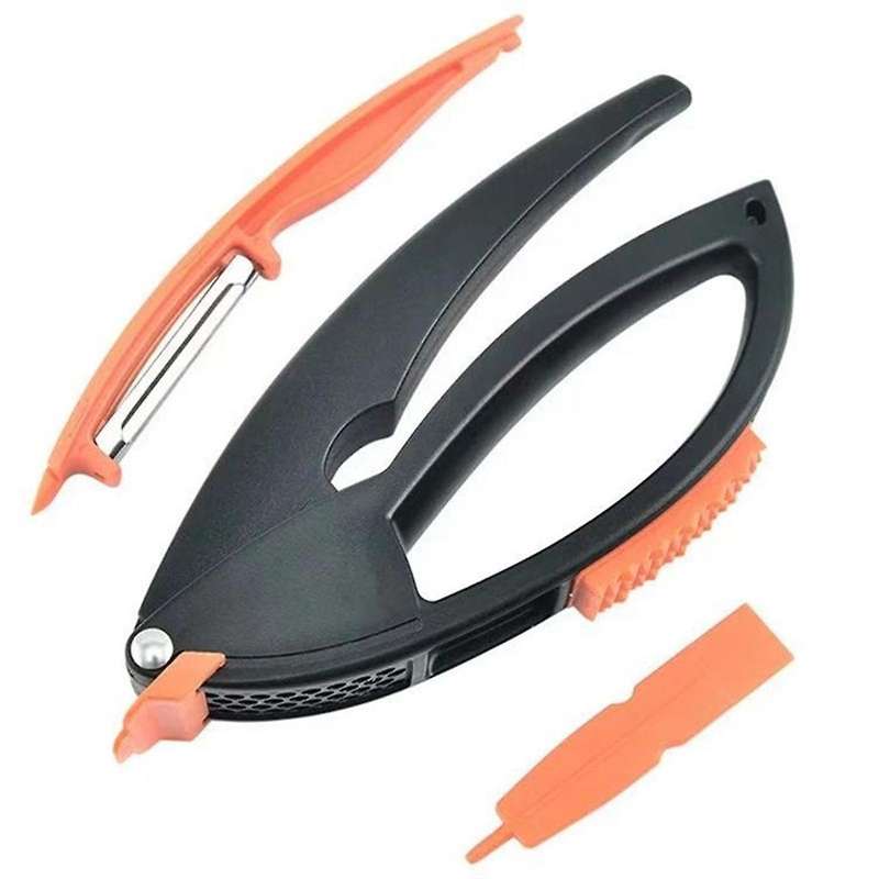 Garlic Press, Garlic Masher, Vegetable and Fruit Peeler, Meat Flosser, Manual Garlic Pounder