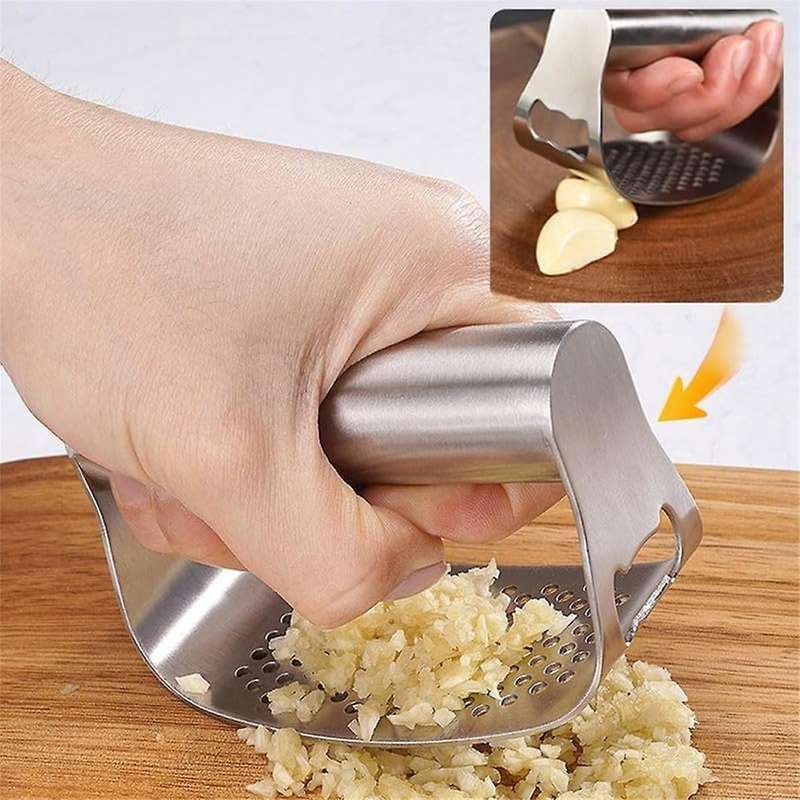 Garlic Press Rocker Heavy Duty Stainless Steel Garlic Mincer Garlic Crusher Garlic Chopper Scraper B
