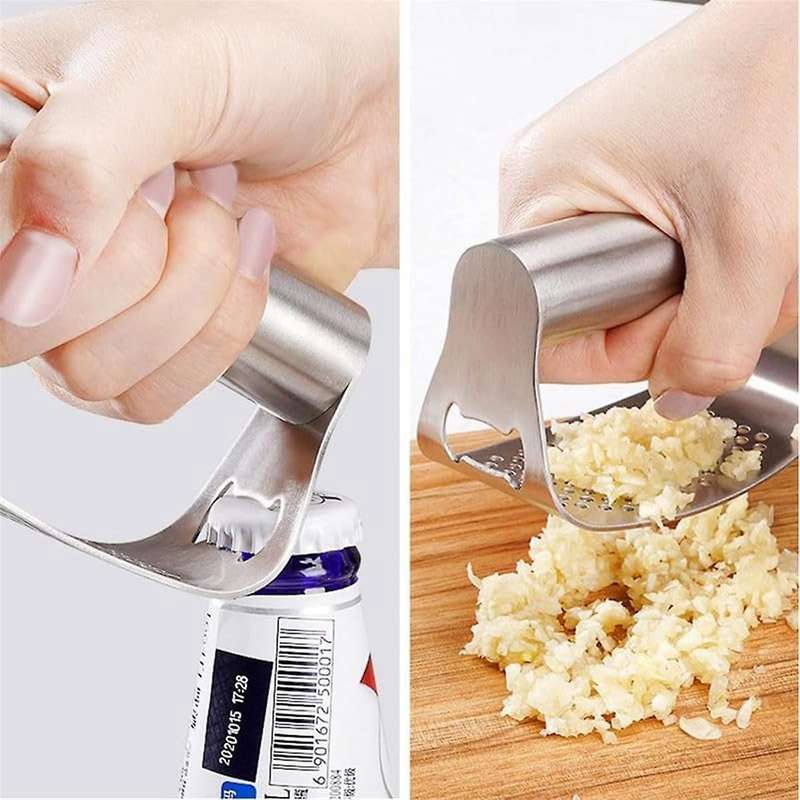 Garlic Press Rocker Heavy Duty Stainless Steel Garlic Mincer Garlic Crusher Garlic Chopper Scraper B
