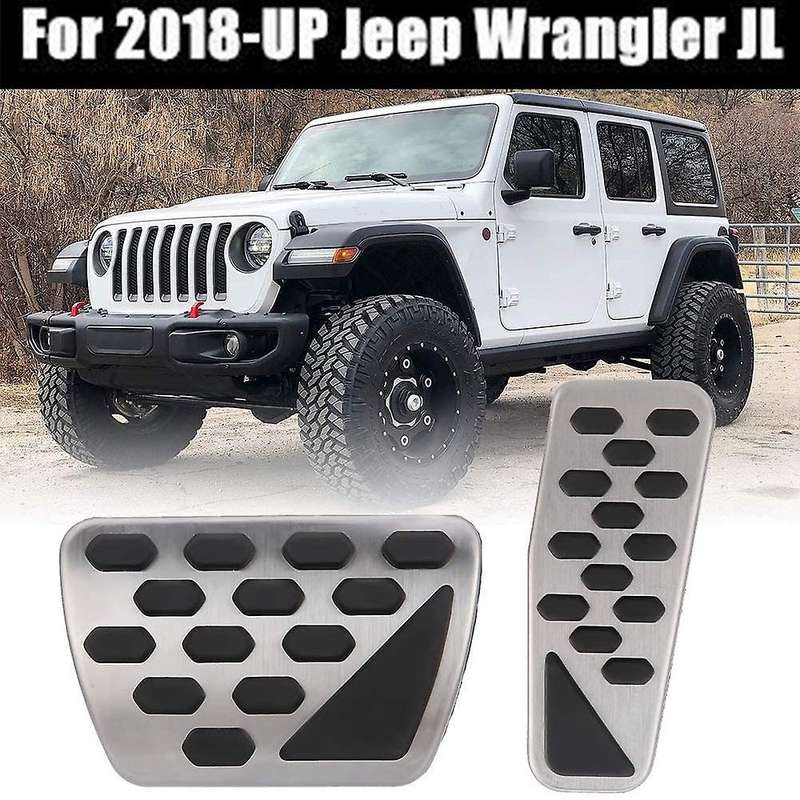 Gas and Brake Pedal Cover Auto Stainless Steel Foot Pedal Pad Kit Fit for JL Models 2018-2020, 2 PCS