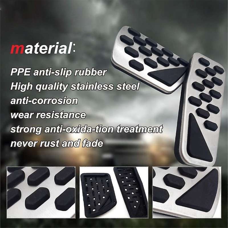Gas and Brake Pedal Cover Auto Stainless Steel Foot Pedal Pad Kit Fit for JL Models 2018-2020, 2 PCS