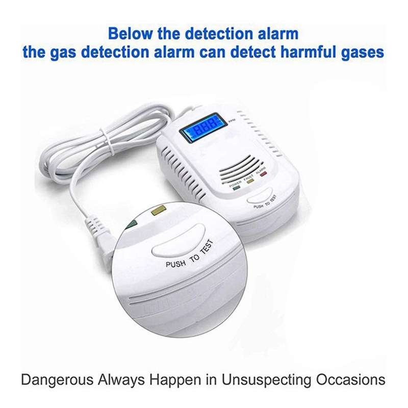 Gas Detector Voice Warning Kitchen Alarm Kit Combustible Natural LCD Display Gas Leak Sensor Alarm E