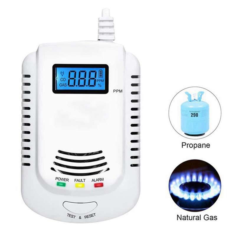Gas Detector Voice Warning Kitchen Alarm Kit Combustible Natural LCD Display Gas Leak Sensor Alarm E