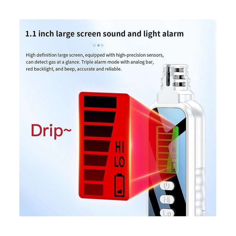 Gas Leak Detector Portable Natural Gas Detector Alarm Sound Methane Hexane with LCD Screen 2 AAA Bat