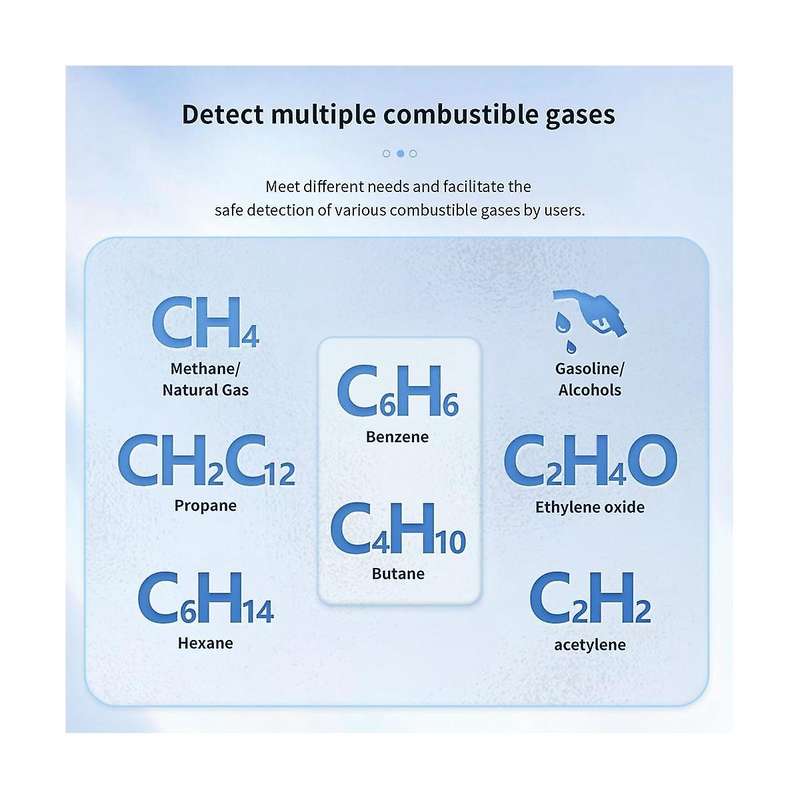 Gas Leak Detector Portable Natural Gas Detector Alarm Sound Methane Hexane with LCD Screen 2 AAA Bat