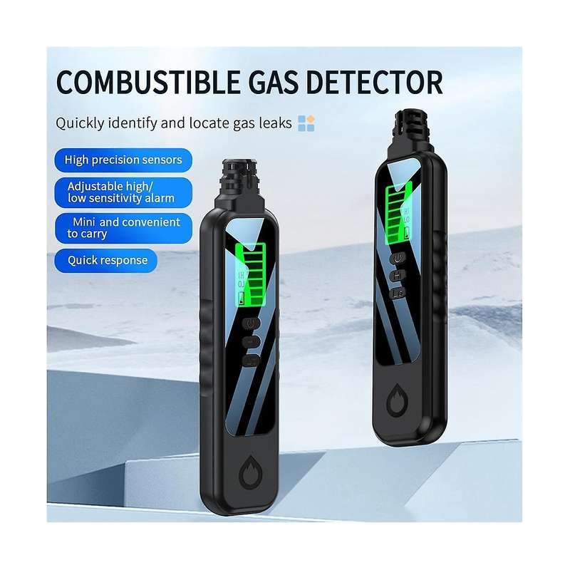 Gas Leak Detector Portable Natural Gas Detector Alarm Sound Methane Hexane with LCD Screen 2 AAA Bat