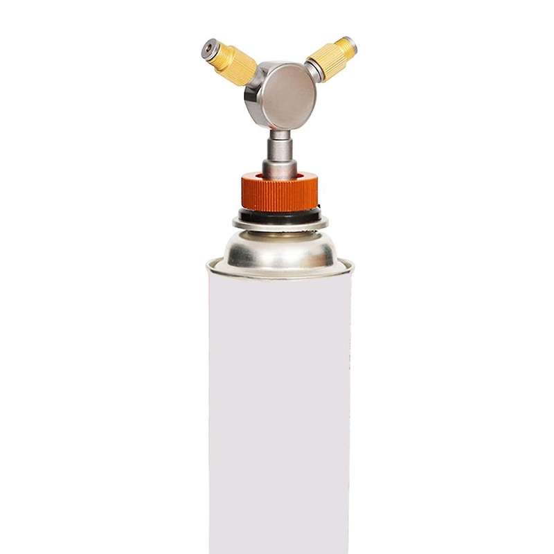 Gas Tank Distributor for Camping Stove Converts 1 Tank to 2 Interfaces for Outdoor Cooking and Light