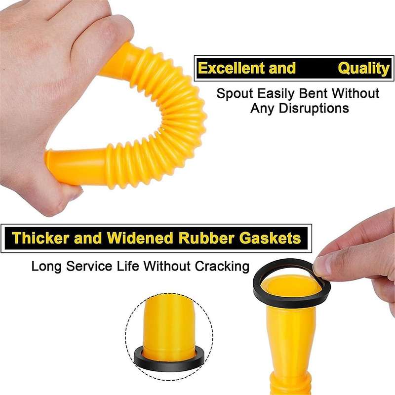 Gas Tank Spout Replacement, Gas Tank Spout, (5 Set - Yellow) Flexible Pour Spout, Fits Most 1/2/5/10