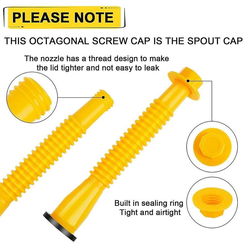Gas Tank Spout Replacement, Gas Tank Spout, (5 Set - Yellow) Flexible Pour Spout, Fits Most 1/2/5/10