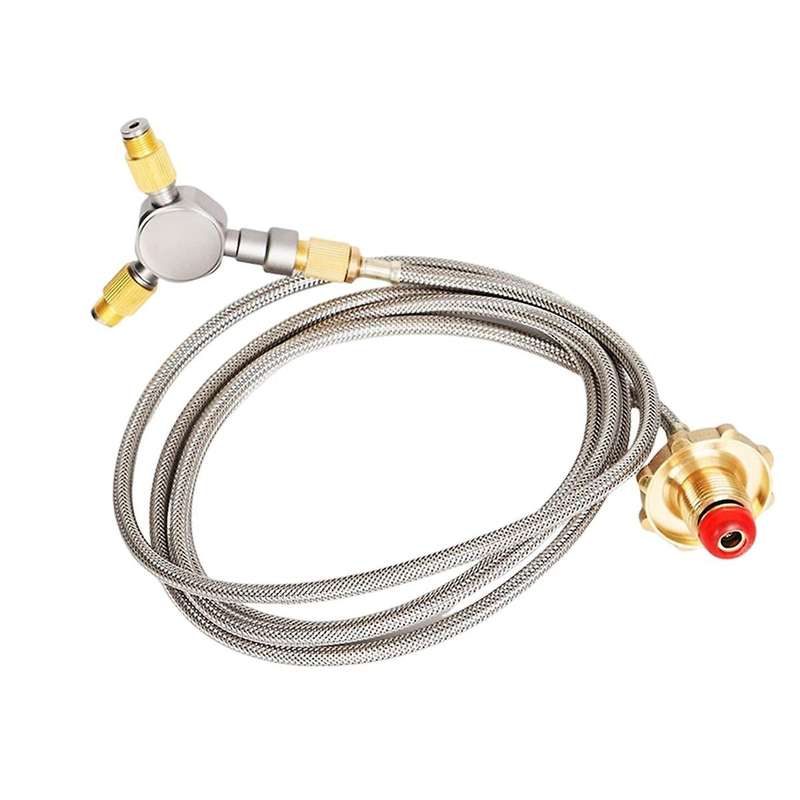 Gas Tank Distributor for Camping Stove Converts 1 Tank to 2 Interfaces for Outdoor Cooking and Ligh