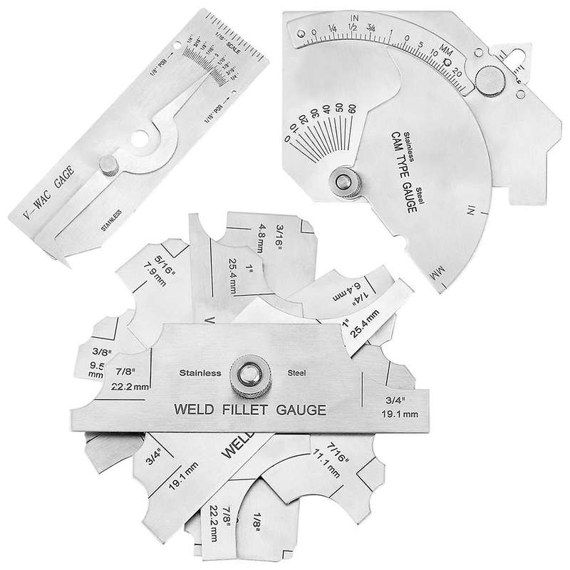 Gauge Kit Included 7 Piece Fillet Weld Gauge Gage Set, Single Weld Gauge and Stainless Steel Bridge