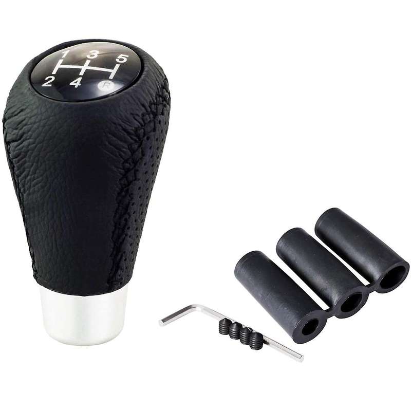 Gear Knob Shift Heads 5 Speed Leather Car Stick Shifter Knobs Universal for Most Manual Vehicles Bla